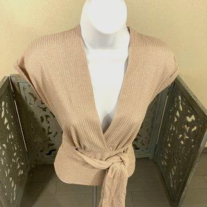 Sleeveless Peach Front Wrap Metallic Tunic
